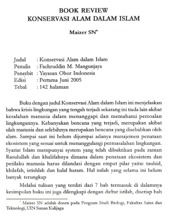 BOOK REVIEW  KONSERVASI ALAM DALAM ISLAM